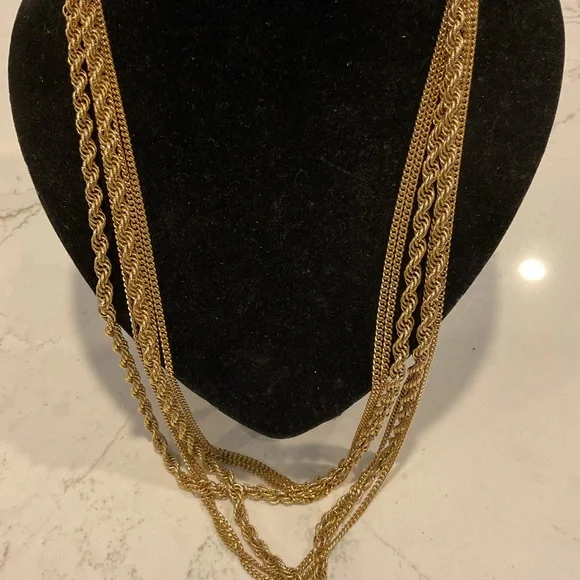 Vintage Monet Elegant Gold 3 strand Necklace 26” - Picture 3 of 5